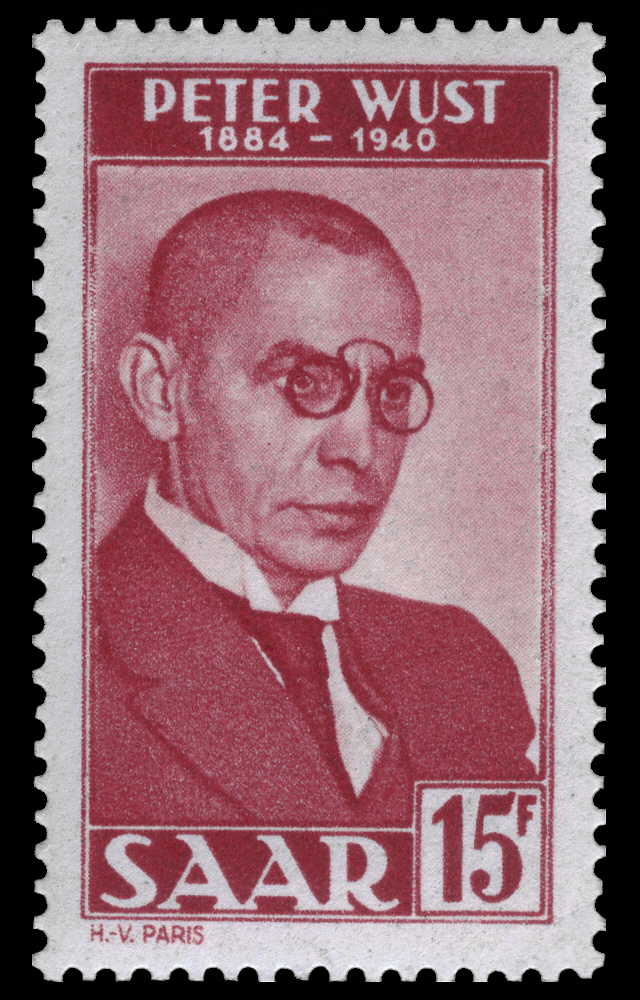 Stamp commemorating the tenth anniversary of Wust's death.