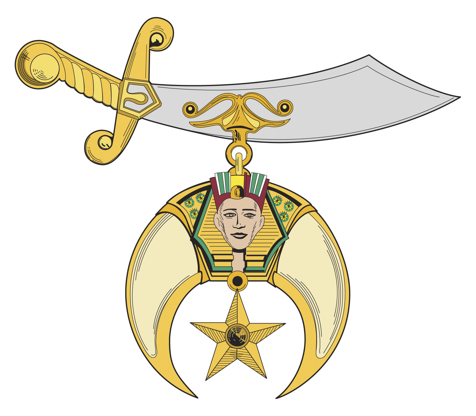 Masonic 3" Shriners Car Emblem Crescent Scimitar Star Freemasonry NEW! 