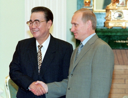 Li Peng with Russian President Vladimir Putin in 2000