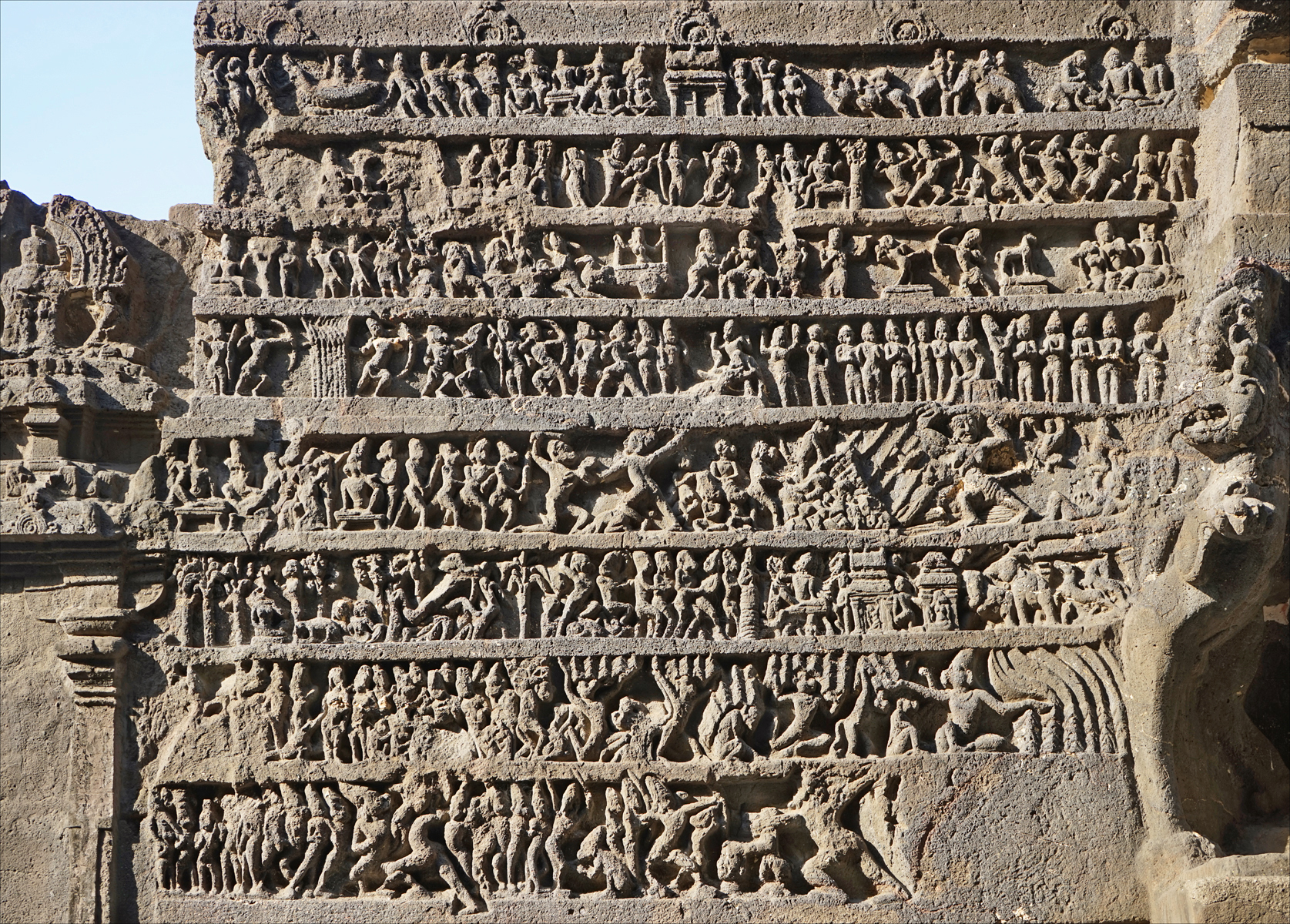 The entire Ramayana carved out of a mountainside, Ellora Caves, India