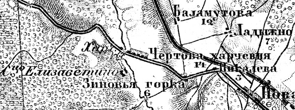 Деревня Зиновья Гора на карте 1913 года