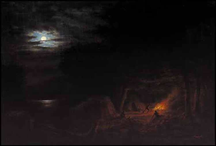 File:Camp Scene at Night, oil painting by Cornelius Krieghoff, 1867.jpg