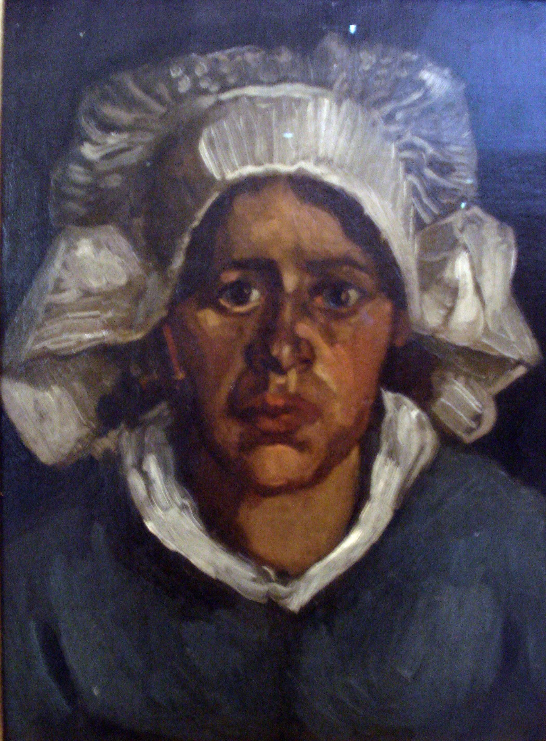 File:Head of a Peasant Woman in a White Bonnet by Vincent van Gogh.jpg -  Wikimedia Commons