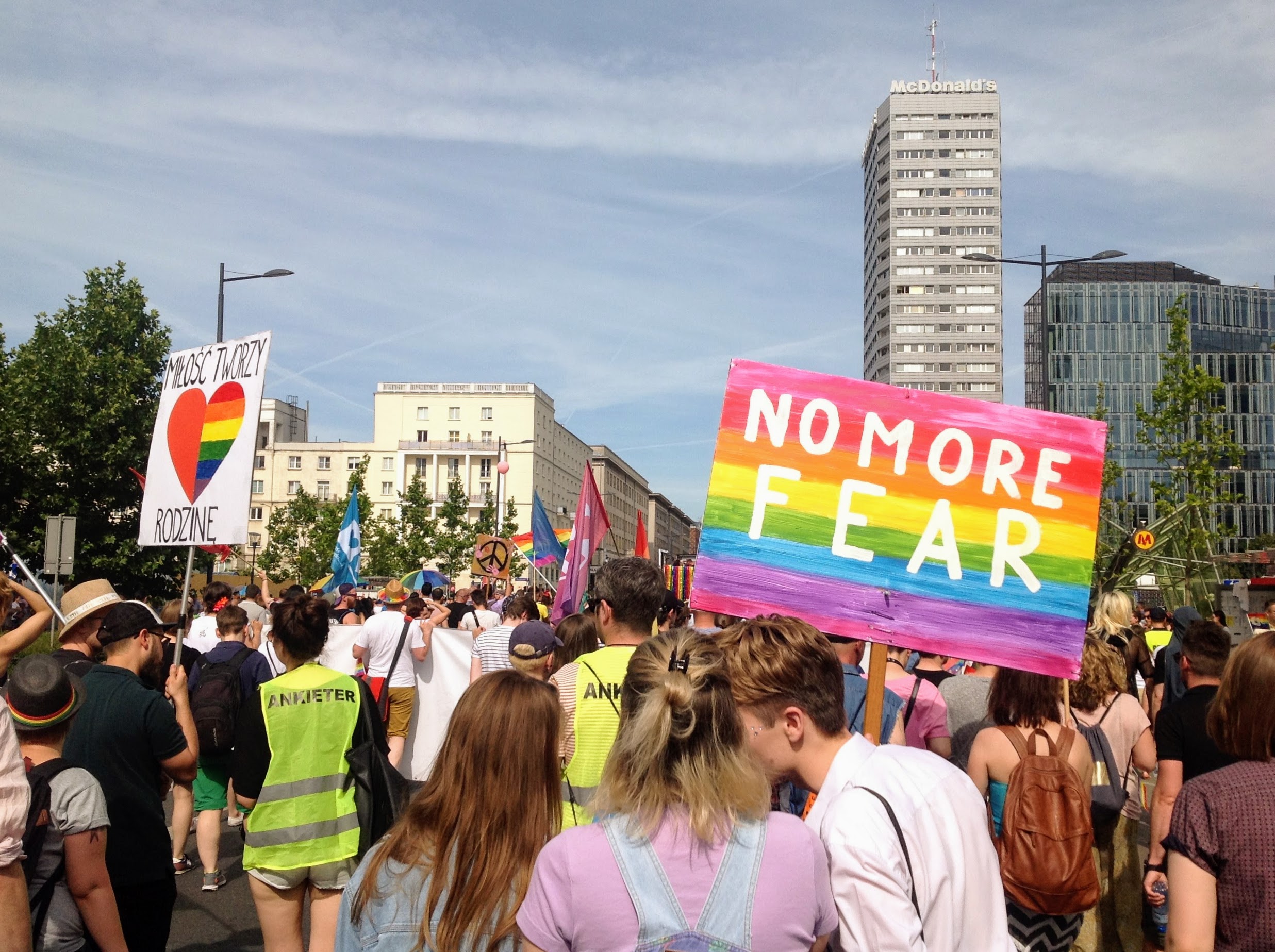 Members of Polish LGBTQ community are seen with rainbow coloured Polish  flag during the march. Annual Equality March also known as 'Pride Parade'.  Th Stock Photo - Alamy