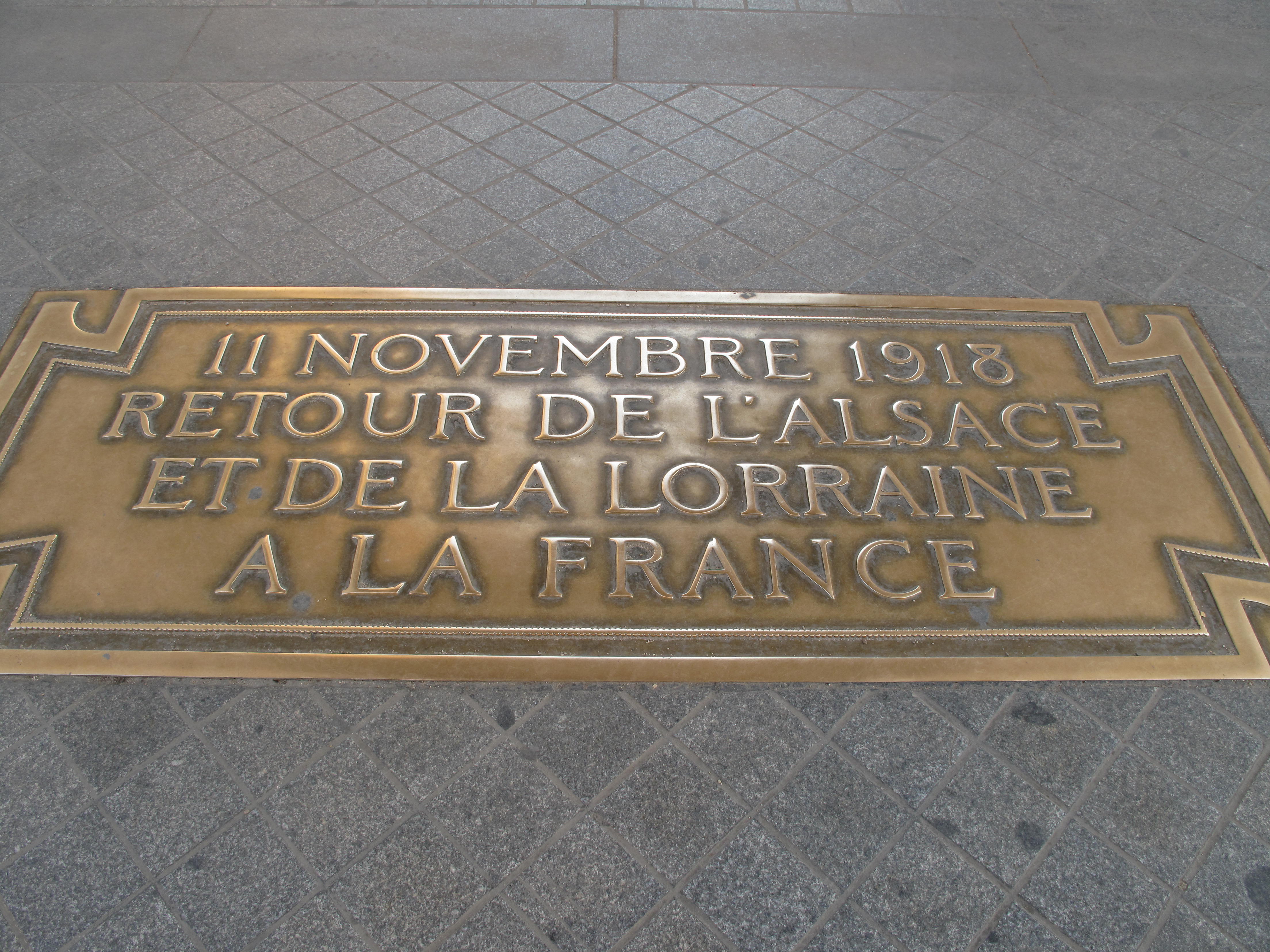 File Plaque retour de l Alsace Lorraine la France.jpg