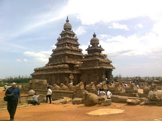 Shore Temple, built by the Pallavas at Mamallapuram during the 8th century, now a UNESCO World Heritage Site