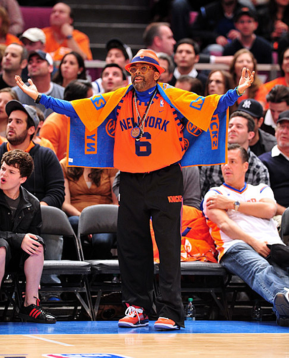 Spike Lee attends New Jersey Nets vs New York Knicks game at