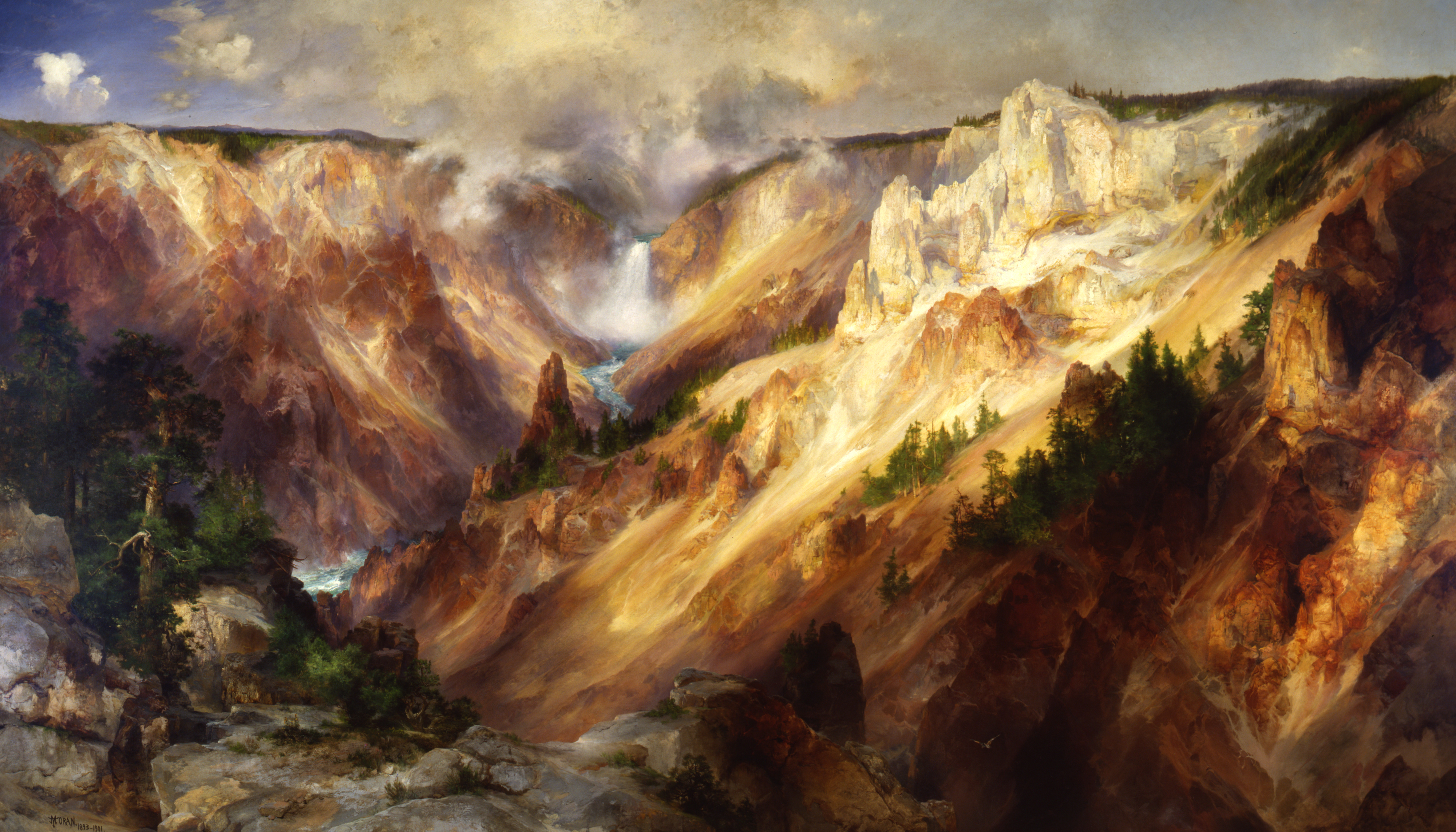 THE GRAND CANYON OF THE YELLOWSTONE LANDSCAPE PAINTING BY THOMAS MORAN REPRO 