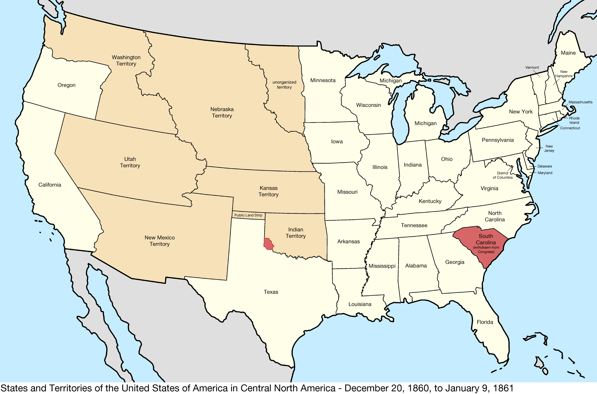 Map Of United States 1860 File:United States Central map 1860 12 20 to 1861 01 09.png 