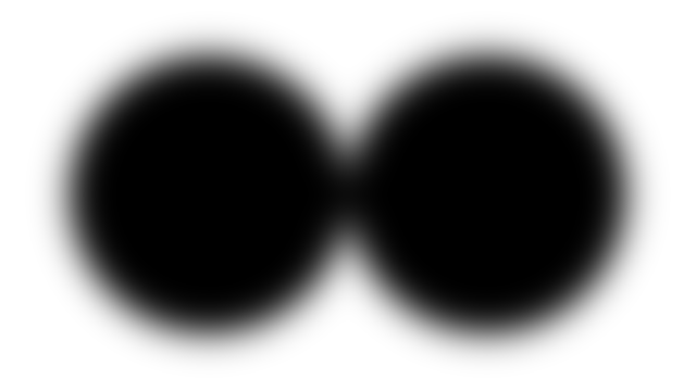 Tropfenphänomen im Bereich des Kontakts bei beugungsbegrenzter optischer Abbildung dieser beiden Kreise.