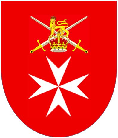 Cross of the Order of St John on a red background and the British Army emblem, was the Army Children's School Malta Crest. Army Children's Schools Malta Emblem.jpg