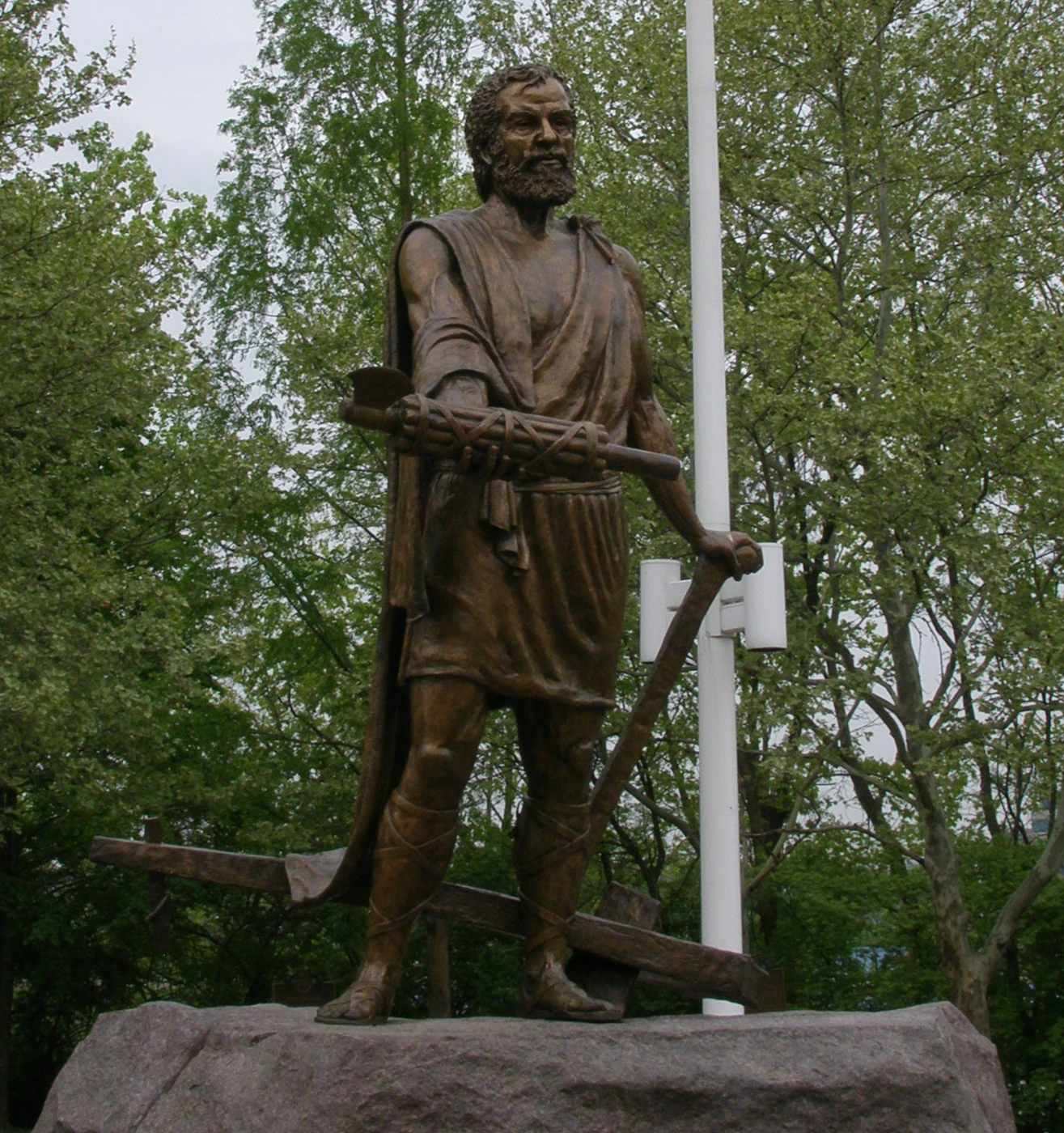 Statue of Cincinnatus holding the [[fasces]] at his [[plough]] in [[Cincinnati, Ohio|Cincinnati]],{{nbsp}}[[Ohio]]