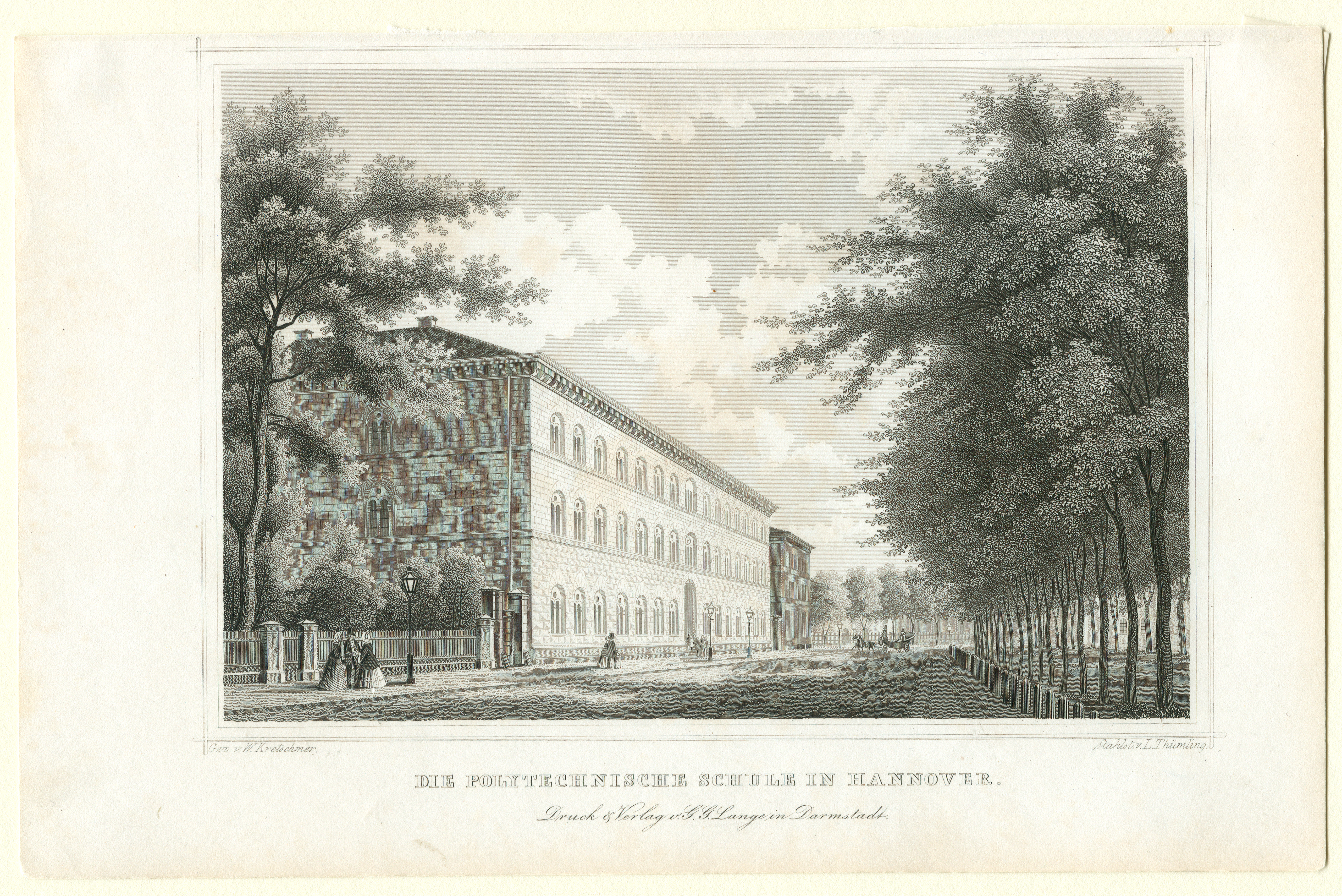 Um 1850: Die ''Polytechnische Schule'' an der [[Georgstraße
