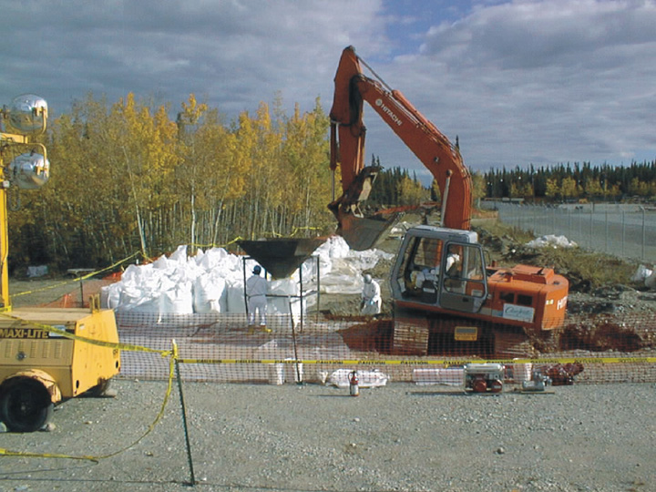 Removal of 1500 cubic yards of soil contaminated with extremely low levels of nuclear waste from the former Fort Greely Nuclear Power Plant. Fort Greely, Alaska.