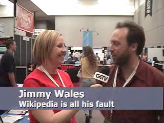Wales with journalist Irina Slutsky at SXSW 2006, taken from her program Geek Entertainment TV[51]