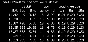 tek bir sabit disk ile Mac OS X çalıştıran bir Apple MacBook Pro'da iostat