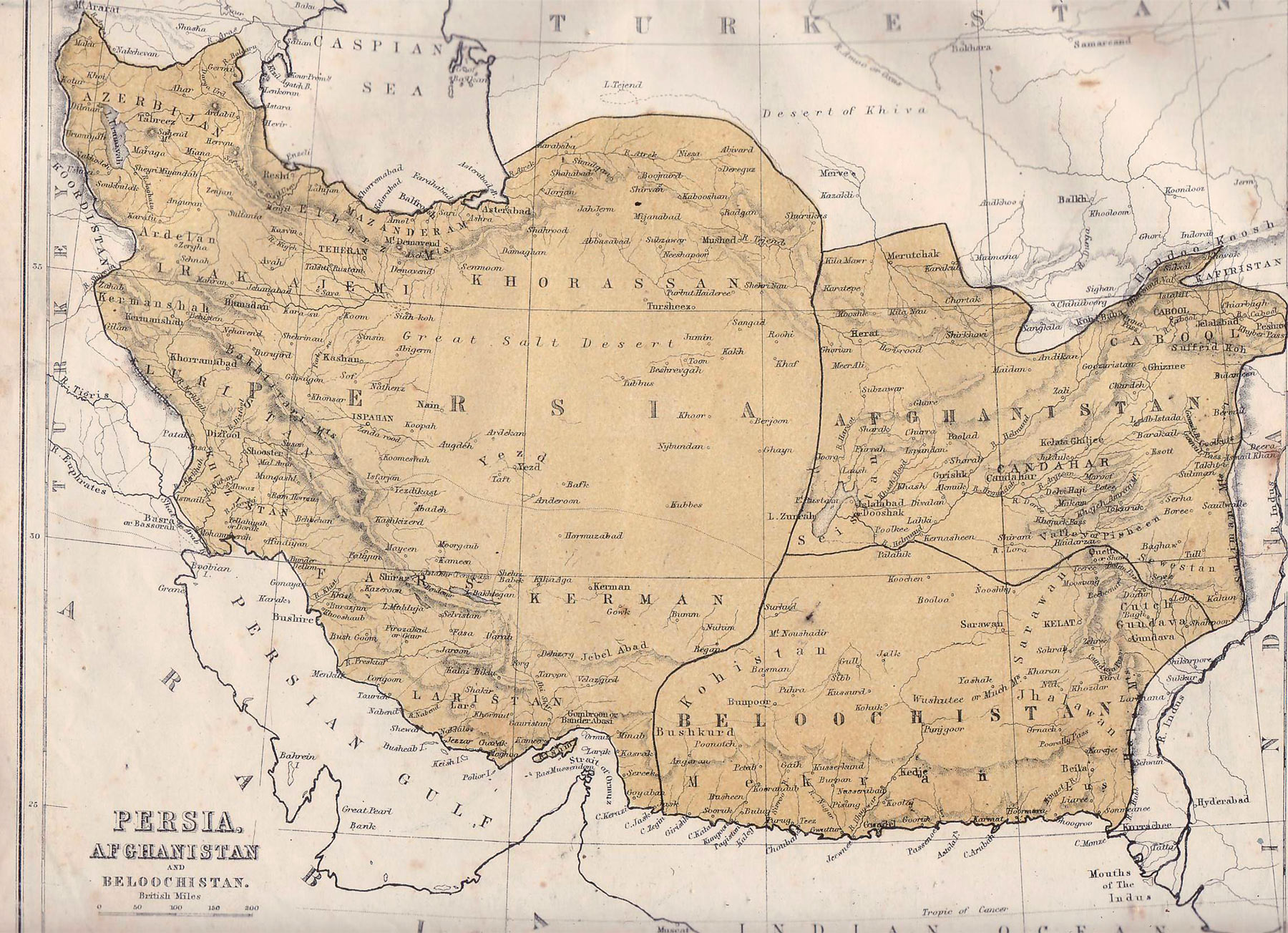 Карта персии в 19 веке