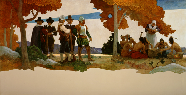 File:N.C. Wyeth - Thanksgiving with Indians.jpg