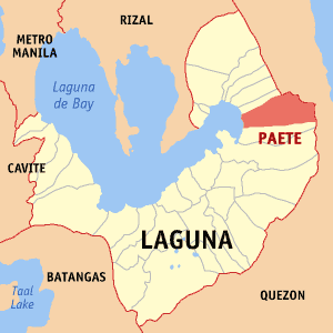 Mapa han Laguna nga nagpapakita kon hain nahamutang an Paete