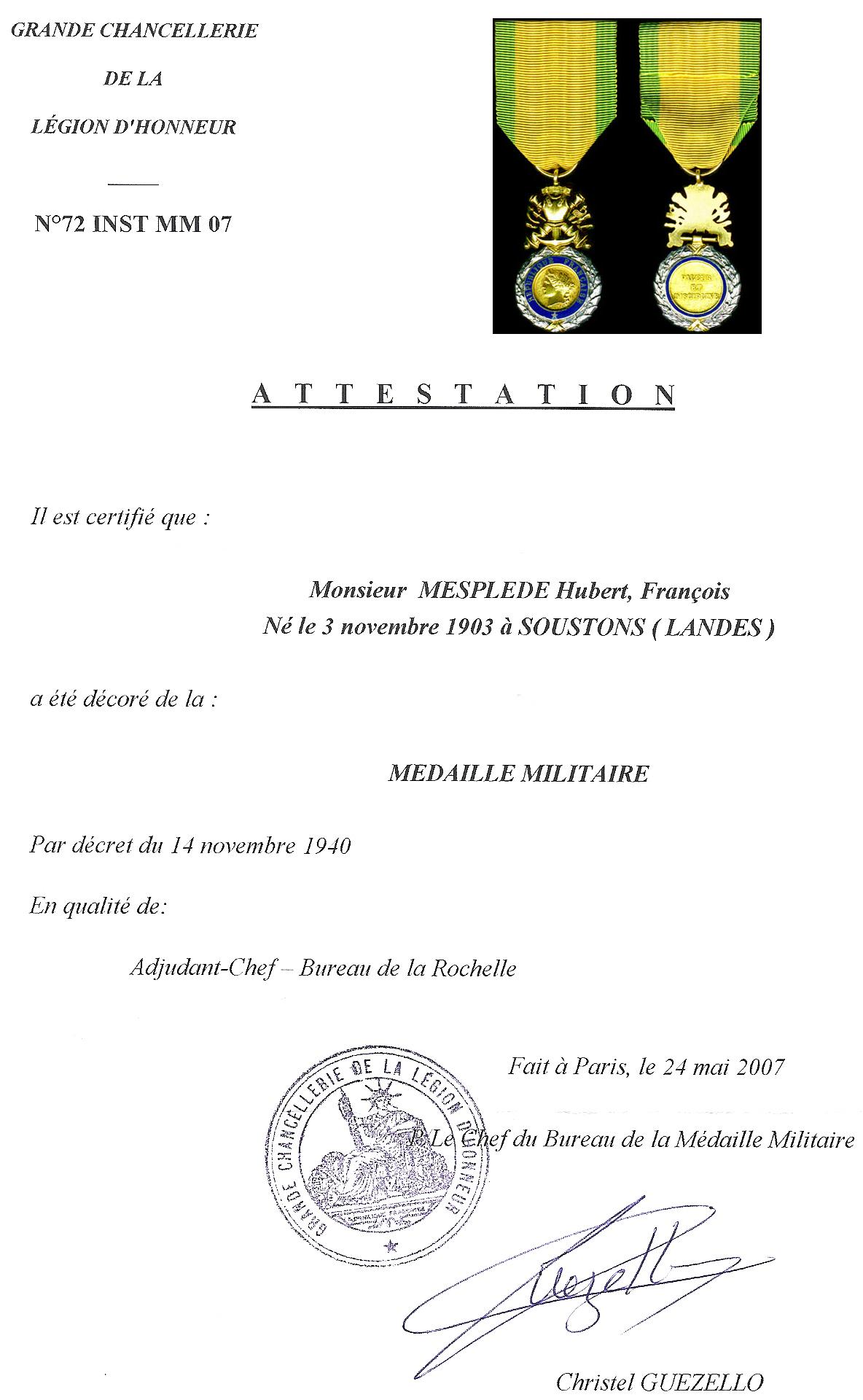 File:Diplôme de la Médaille militaire.JPG - Wikimedia Commons