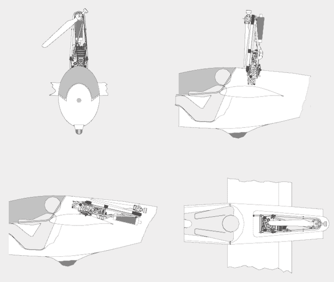 Hélice de una sola pala y dibujo de planeador.