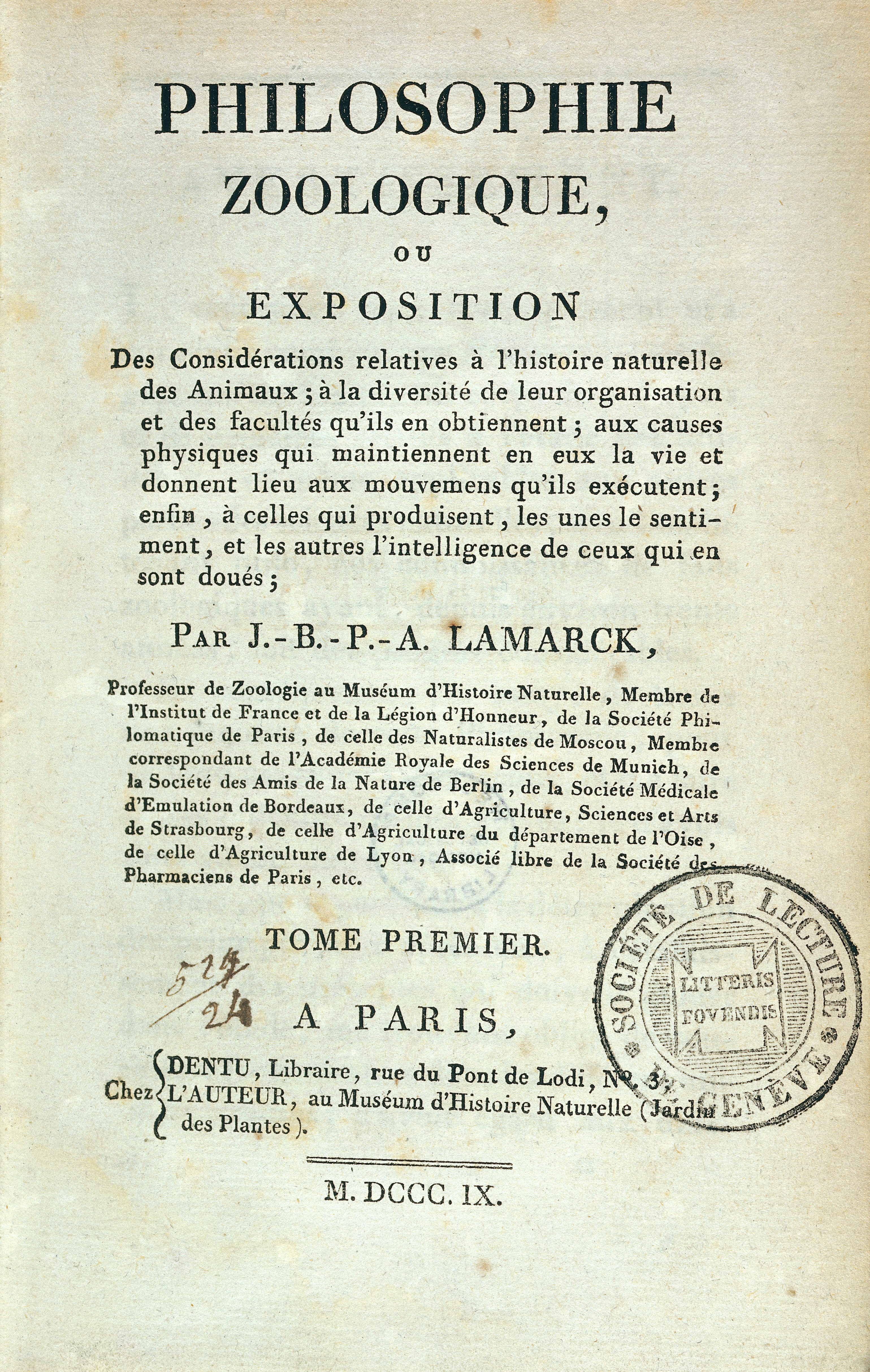 jean baptiste lamarck book