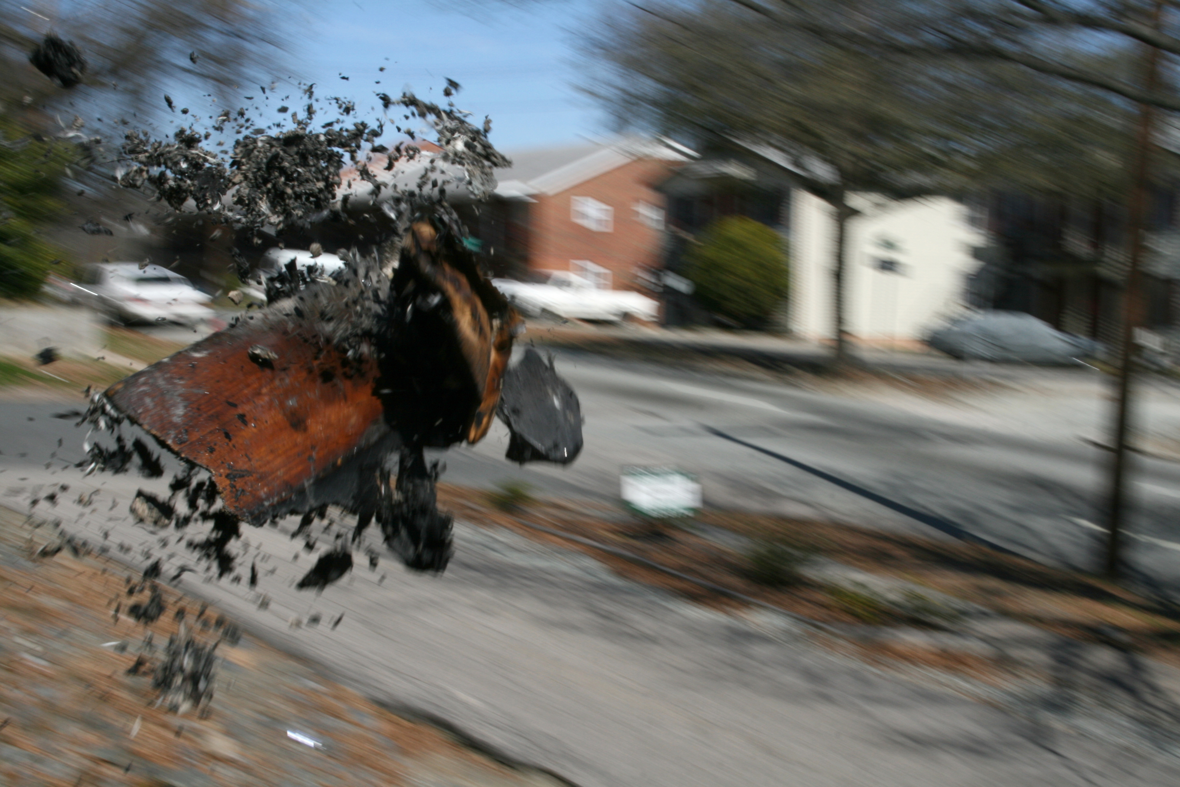 debris flying