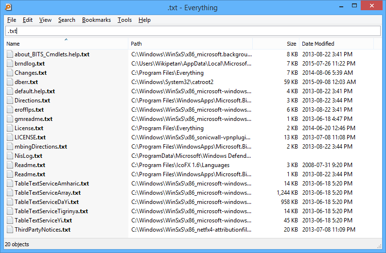 File:Everything (software) screenshot.png