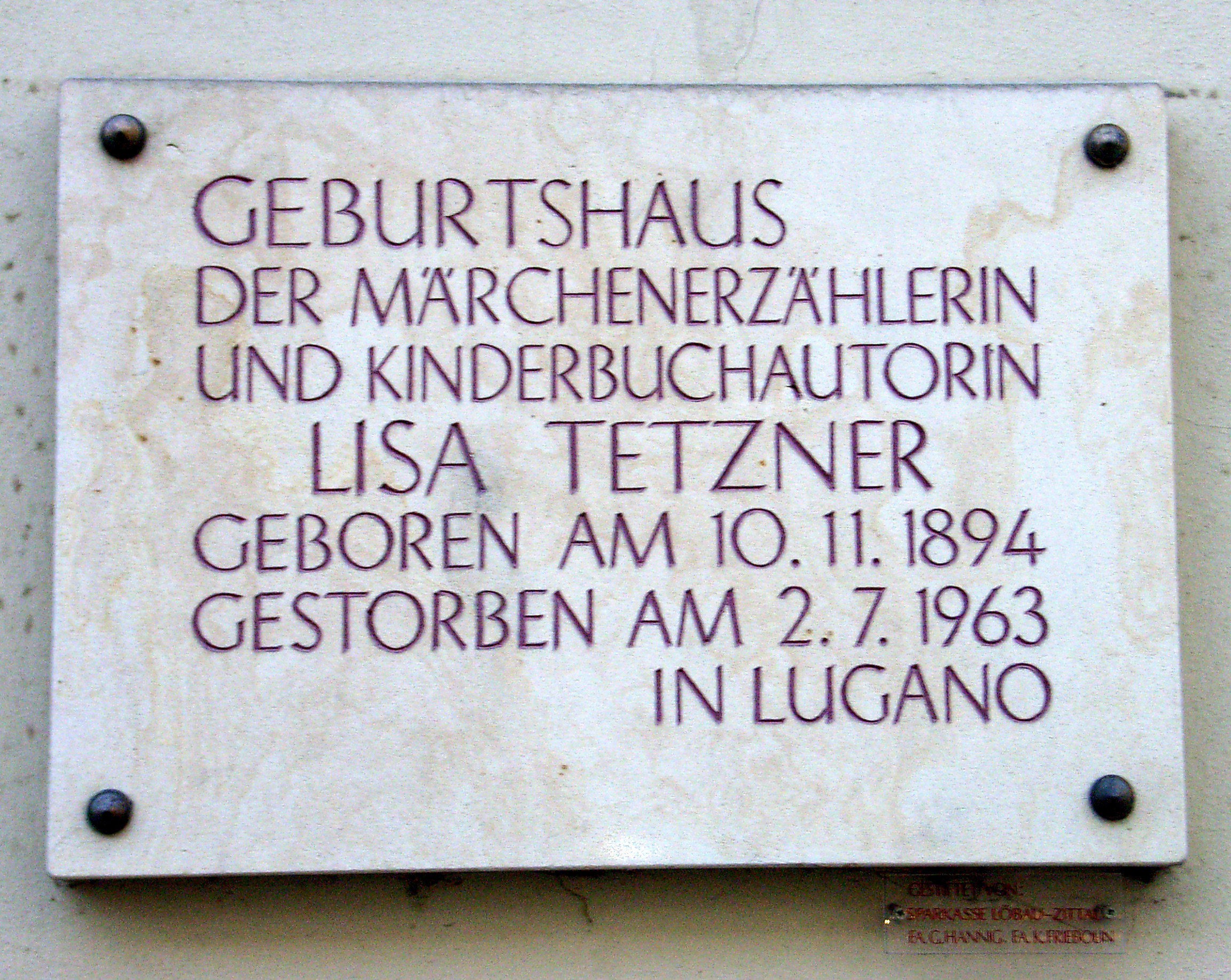 A plaque in [[Zittau