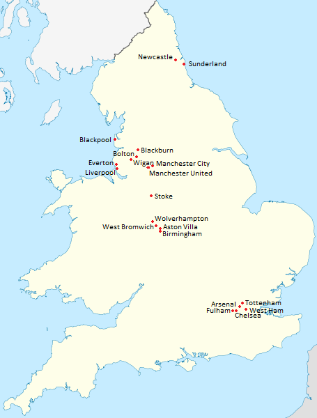 Map Premier League 2010-11