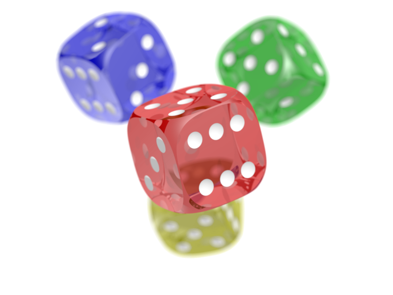 Colored dice with white background