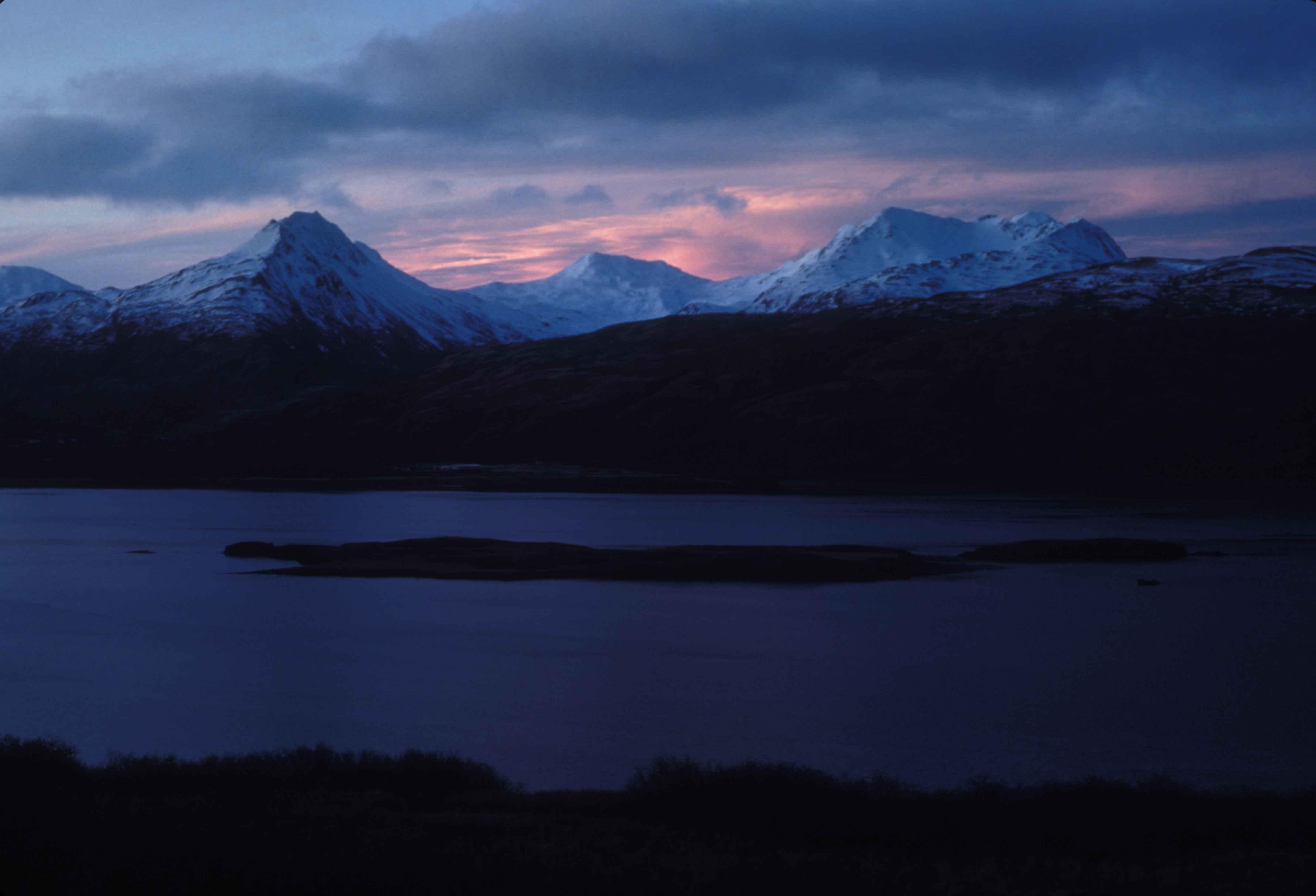 mountains at dusk