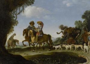 File:Anonymous Northern Netherlands - Horsemen with dogs in a wooded landscape.jpg