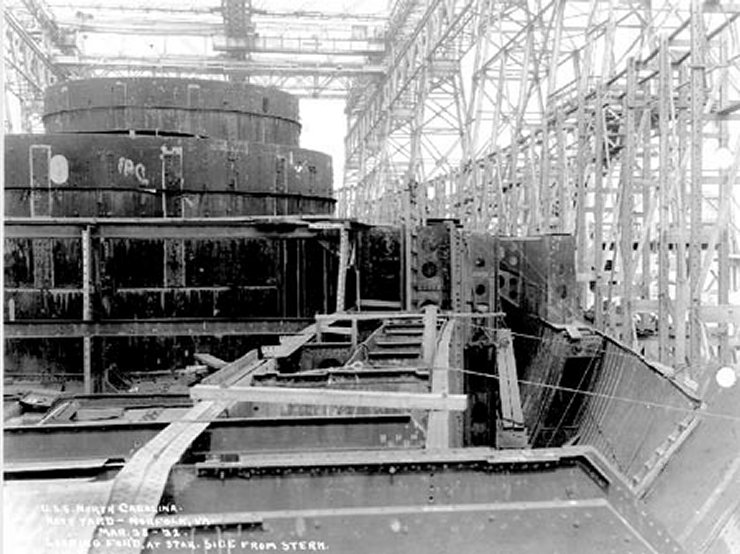 File:BB-52 PCU North Carolina, view from starboard side aft looking forward.jpg