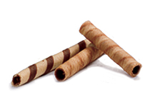 Tuile cookies shaped into cigars