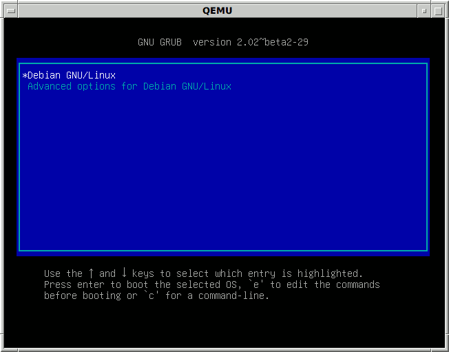 GRUB v2 running in text mode