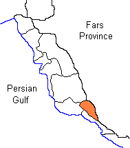 Jam County in Map of Bushehr Province.