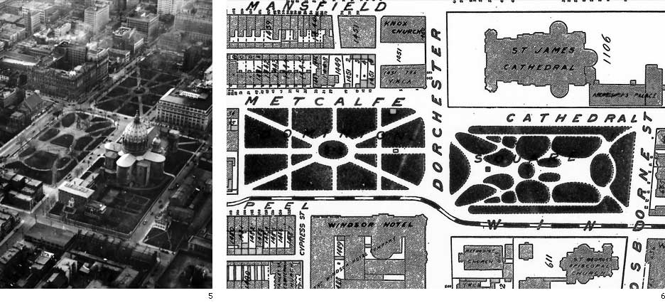 Photo of Dominion Square in 1927 and the 1907 Groundplan. Notice the key design differences between the square and the plaza Square Dominion 1907.jpg