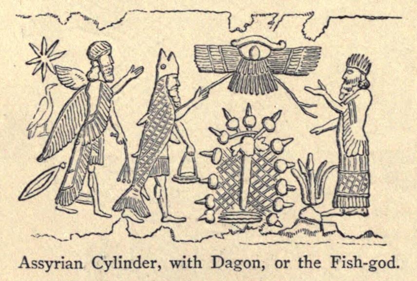 File:Assyrian Cylinder, with Dagon, or the Fish-god.JPG - Wikimedia Commons