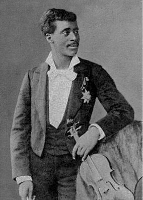 Claudio Brindis de Salas en 1880 avec son Stradivarius et sa décoration prussienne "Ordre de l'Aigle Noir".