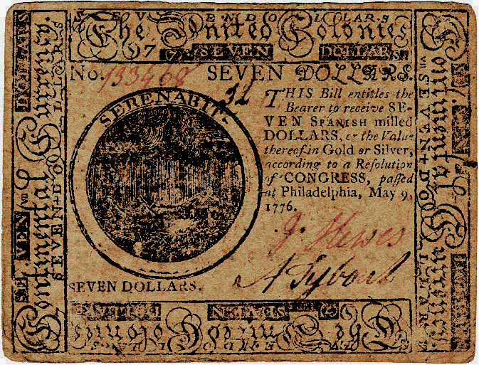 File:Continental Currency $7 banknote obverse (May 9, 1776).jpg