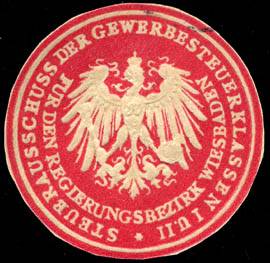 File:Siegelmarke Steuerausschuss der Gewerbesteuerklassen I und II für den Regierungsbezirk Wiesbaden W0227773.jpg