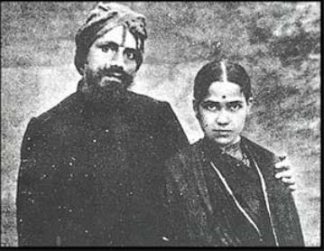Photograph of Subramanya Bharathi with his wife Chellamma