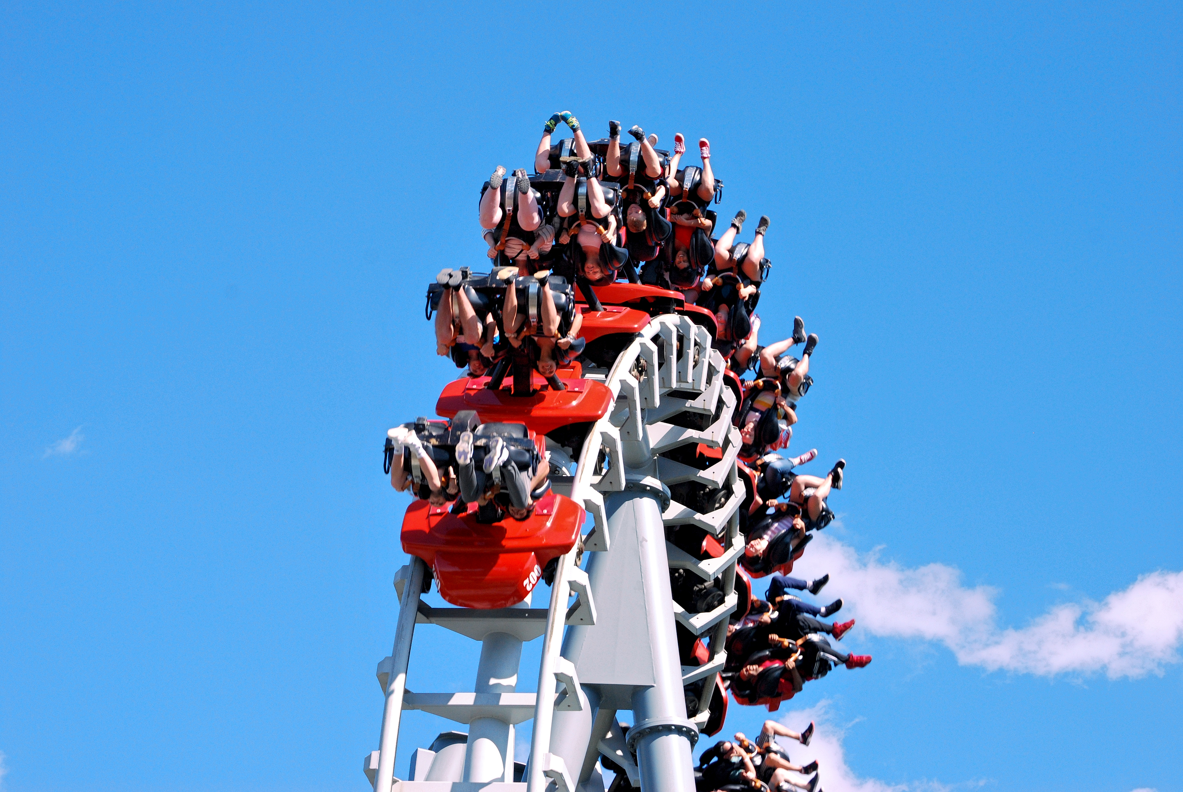 Flight 93 upside down. China attractions Bike upside down.