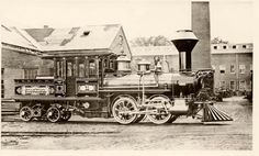 Builder's photograph of Stockton and Ione Railroad Locomotive No 1 'Stockton' at the Mason Locomotive Factory in 1875.jpg