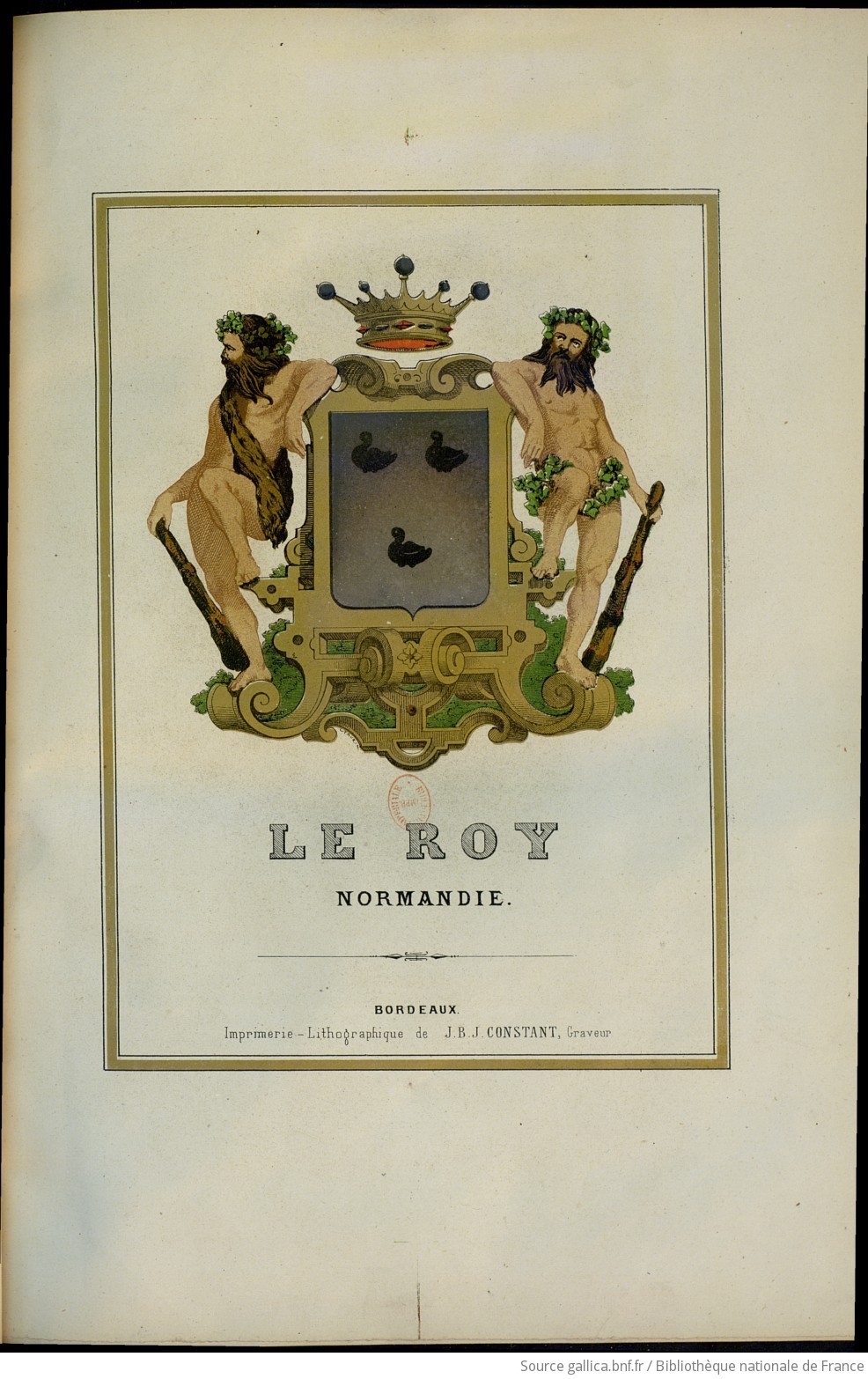 Coat of arms of Le Roy, Normandy. [[Bibliothèque nationale de France