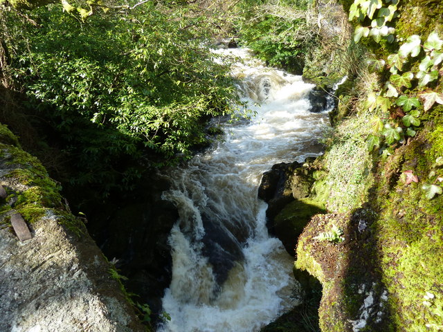 File:River Avon in full spate at Lydia Bridge, South Brent - geograph.org.uk - 2288217.jpg