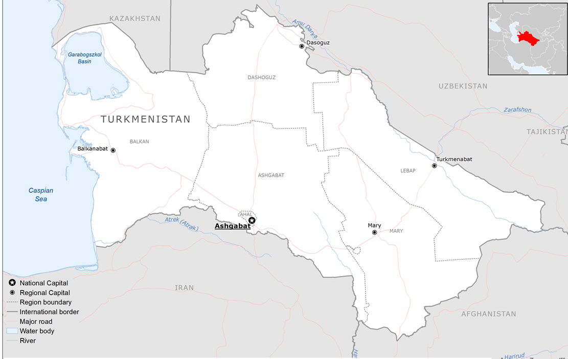 Столица туркменистана на карте