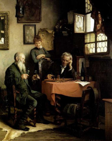 File:Carl Maria Seyppel (auch Karl Maria Seyppel, 1847 - 1913) , gemalt 1888, Titel - Playing Chess (Schachspieler).jpg