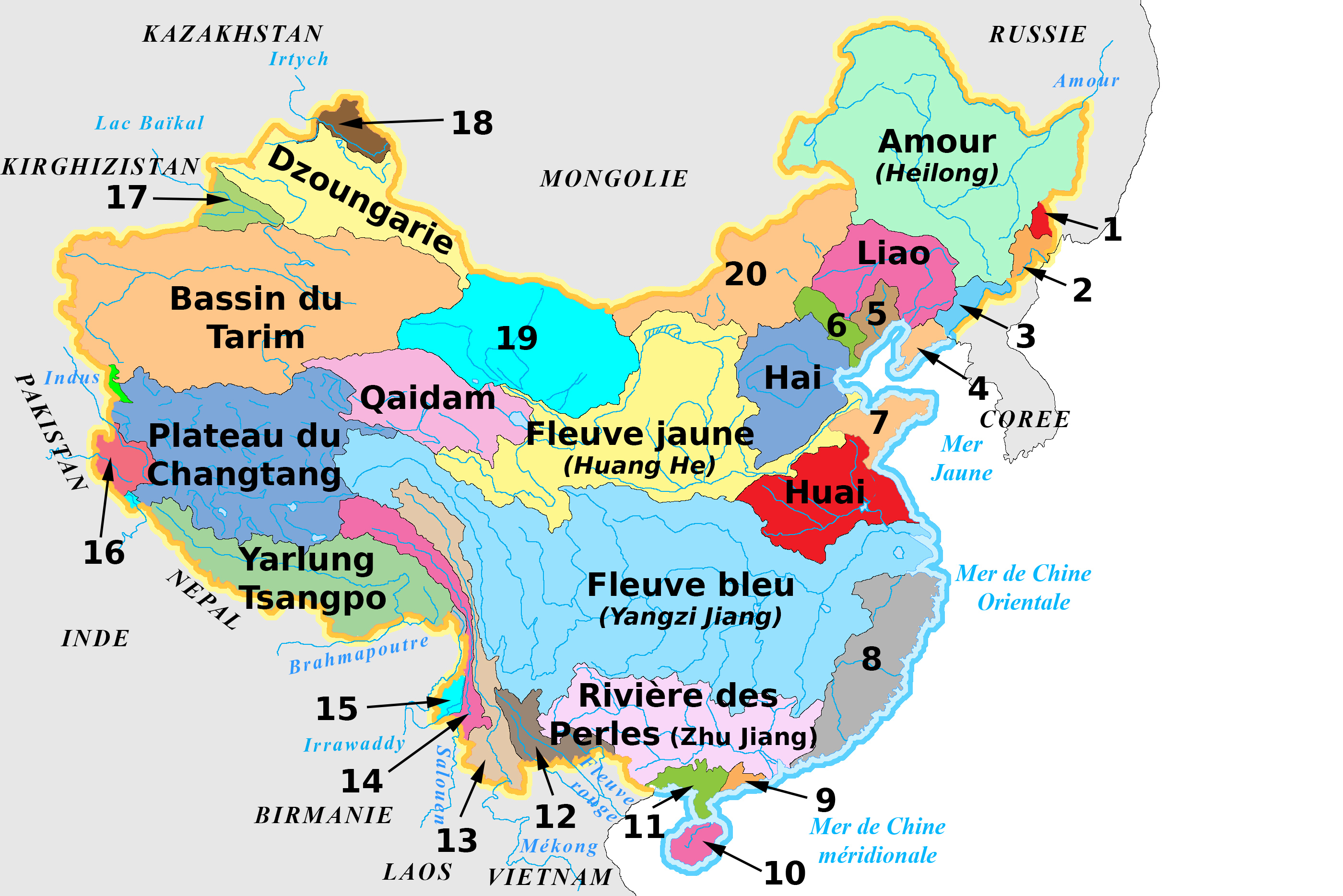 carte asie fleuves Liste Des Cours D Eau De La Chine Wikipedia carte asie fleuves